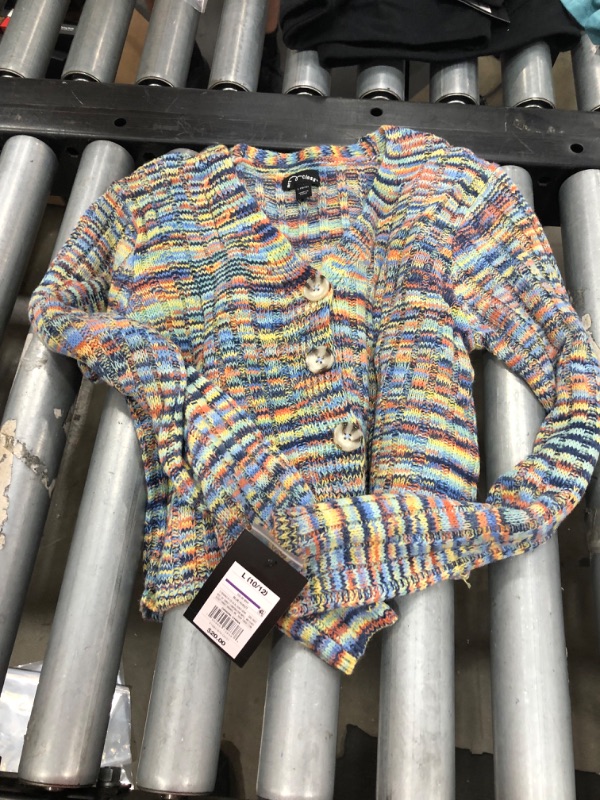 Photo 2 of Art Class Girls' Boxy Cropped Cardigan Sweater - (as1, Alpha, L, Regular, Blue Space Dye, Large (10/12))