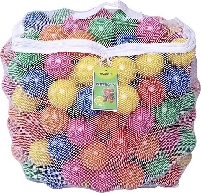 Photo 1 of 2 BAGS OF Click N' Play Ball Pit Balls for Kids, Plastic Refill Balls, 200 Pack, Phthalate and BPA Free, Includes a Reusable Storage Bag with Zipper, Bright Colors, Gift for Toddlers and Kids
