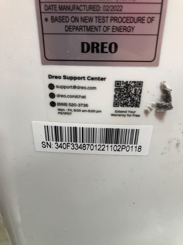 Photo 2 of ***MISSING ACCESORIES*** Dreo TwinCool 12000 BTU Smart Inverter Portable Air Conditioner with Dual Hose, 42dB Quiet,Powerful Cooling, Up to 450 Sq Ft, Remote Control, Dehumidify, 24H Timer, Window Mount Kit, White, DR-HAC001
