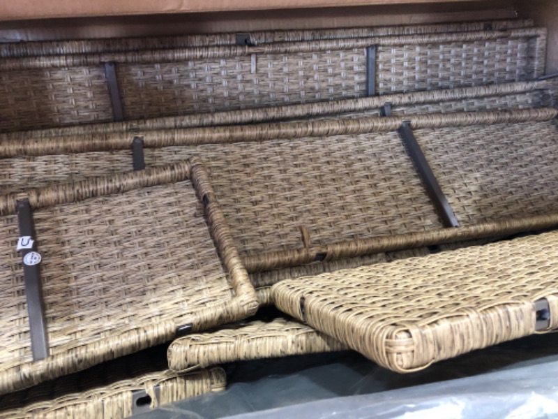 Photo 5 of **INCOMPLETE BOX 2 OF 4 ONLY**6-Piece Patio Furniture Set Outdoor Wicker Rattan Sectional Sofa with Table and Benches
