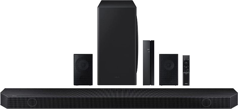 Photo 1 of ***SEE NOTE*** SAMSUNG HW-Q910B 9.1.2ch Soundbar w/Wireless Dolby Atmos, DTS:X, Rear Speakers, Q Symphony, Built in Voice Assistant, SpaceFit Sound, Airplay 2, Adaptive Sound, Game Pro Mode, 2022
