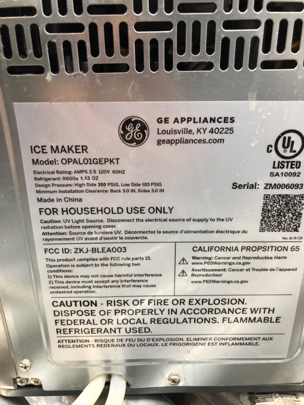 Photo 4 of GE Profile Opal | Countertop Nugget Ice Maker with Side Tank | Portable Ice Machine with Bluetooth Connectivity | Smart Home Kitchen Essentials | Stainless Steel Finish | Up to 24 lbs. of Ice Per Day
