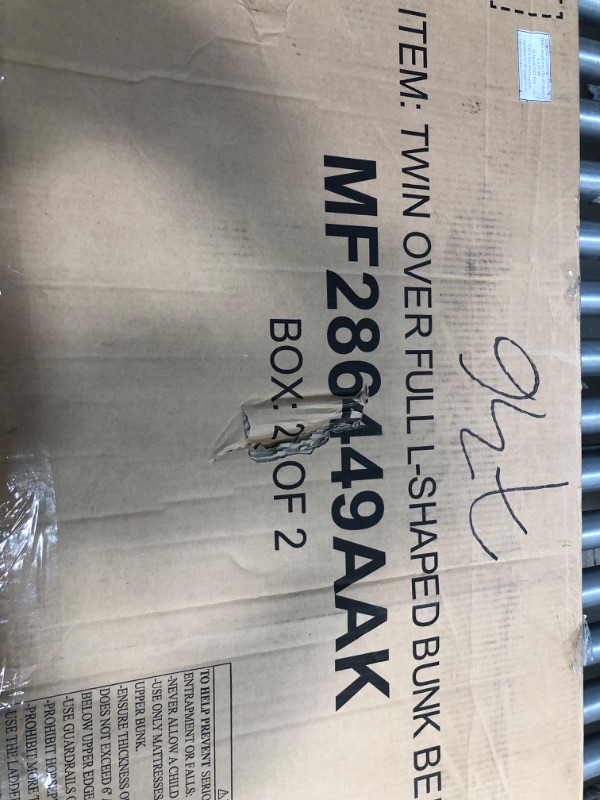 Photo 5 of **INCOMPLETE**  BOX 2 OUT OF 2 . Twin Over Full Loft Bed for Kids, Wood Bunk Bed Twin Over Full with Night Stand L Shaped Twin Over Full Loft Bunk with Guardrail and Ladder.
