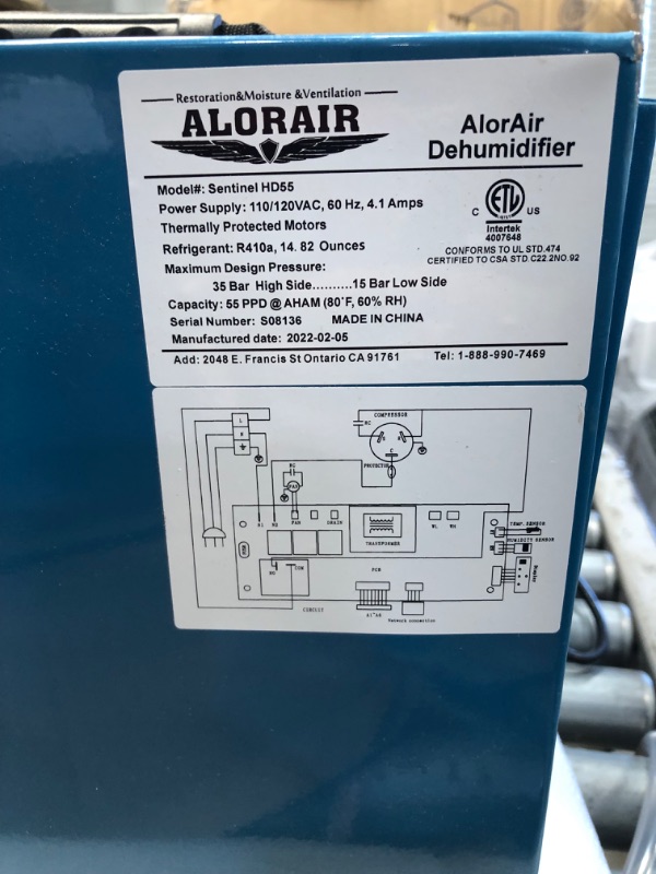 Photo 2 of ALORAIR Commercial Dehumidifier 113 Pint, with drain Hose for Crawl Spaces, Basements, Industry Water Damage Unit, Compact, Portable, Auto Defrost, Memory Starting, 5 Years Warranty, Sentinel HD55.
