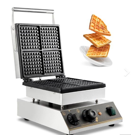 Photo 1 of 4pcs Square Waffle Maker Machine Commercial Electric Nonstick Stainless Steel Baker
