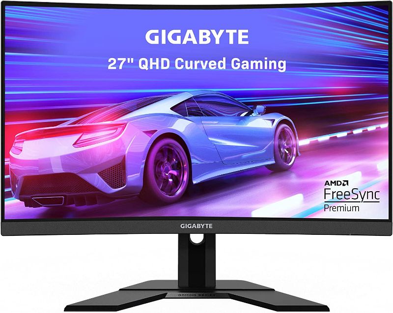 Photo 1 of GIGABYTE G27QC A (27" 165Hz 1440P Curved Gaming Monitor, 2560 x 1440 VA 1500R Display, 1ms (MPRT) Response Time, 88% DCI-P3, HDR Ready, 1x Display Port 1.2)
