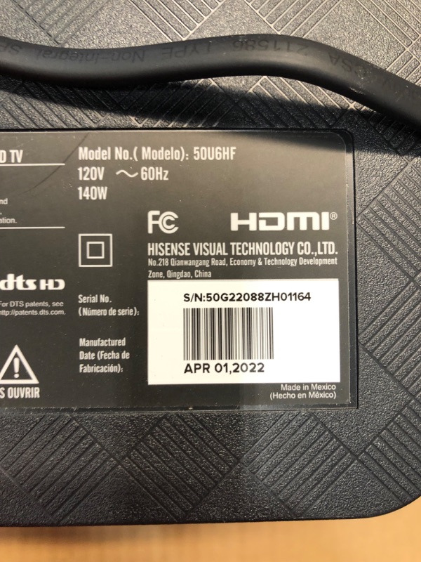 Photo 1 of Hisense 50-inch Class ULED U6 Series Quantum Dot QLED 4K UHD Smart Fire TV (50U6HF, 2022 Model)
