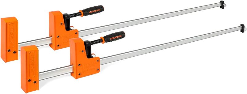 Photo 1 of JORGENSEN 48-inch Bar Clamps, 90°Cabinet Master Parallel Jaw Bar Clamp Set, 2-pack
