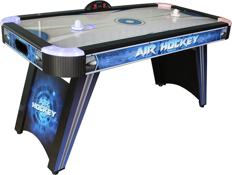 Photo 1 of **MINOR DAMAGE**
Hathaway Vega 5-ft LED Arcade Air Hockey Table with Electronic Scorer, LED Pucks and LED Strikers, Indoor Family Recreation Game Room,Blue / Black
