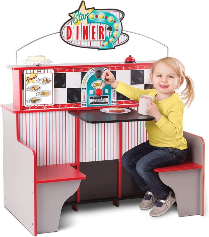 Photo 1 of -USED- LOOSE HARDWARE-
Melissa & Doug Double-Sided Wooden Star Diner Restaurant Play Space
