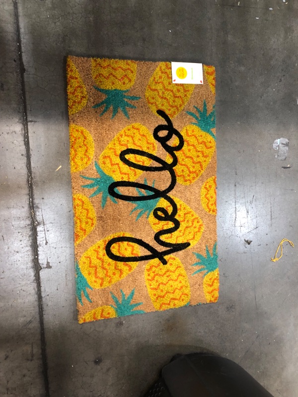 Photo 2 of 1'6"x2'6" Hello Pineapples Doormat Yellow - Sun Squad™
