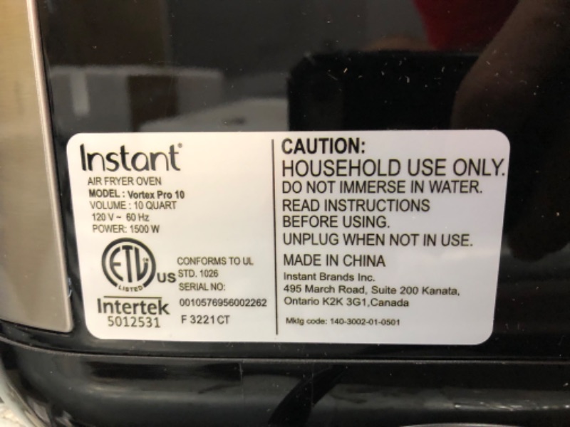 Photo 1 of Instant Pot Vortex Pro 10-qt. Air Fryer Oven, Multicolor
