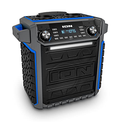 Photo 1 of ION Audio Pickup - 100-watt Water-Resistant Wireless Bluetooth Speaker with 75-Hour Rechargeable Battery, AM/FM Radio and Multi-Color Light Bar
