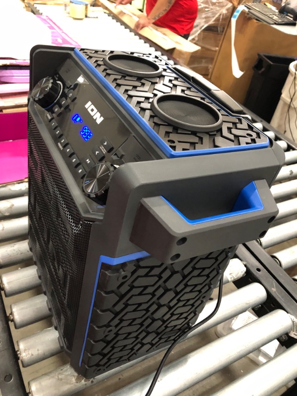 Photo 3 of ION Audio Pickup - 100-watt Water-Resistant Wireless Bluetooth Speaker with 75-Hour Rechargeable Battery, AM/FM Radio and Multi-Color Light Bar
