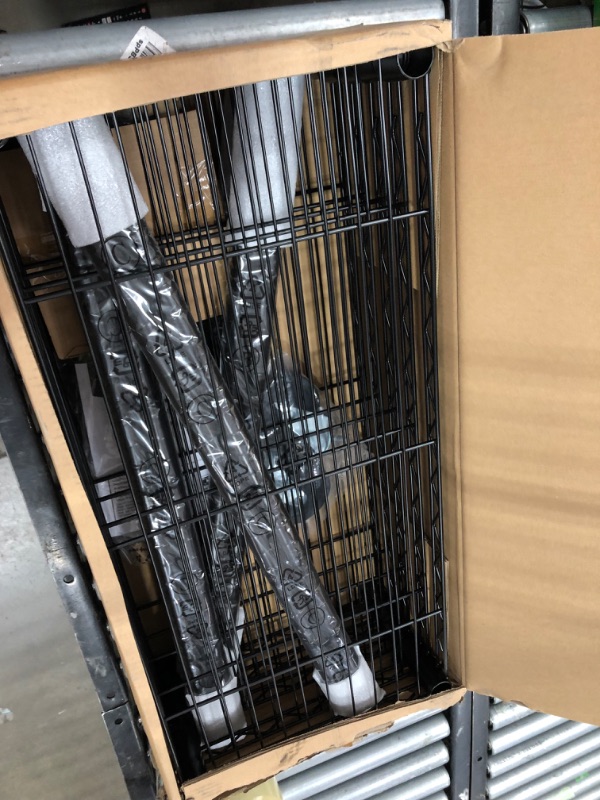 Photo 2 of -OPENED-
Amazon Basics 5-Shelf Adjustable, Heavy Duty Storage Shelving Unit on 4'' Wheel Casters, Metal Organizer Wire Rack, Black (30L x 14W x 64.75H)
