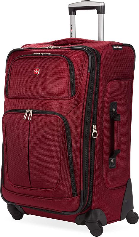 Photo 1 of *USED-NEEDS CLEANING*
 Sion Softside Expandable Luggage, Burgandy, Checked-Medium 25-Inch
