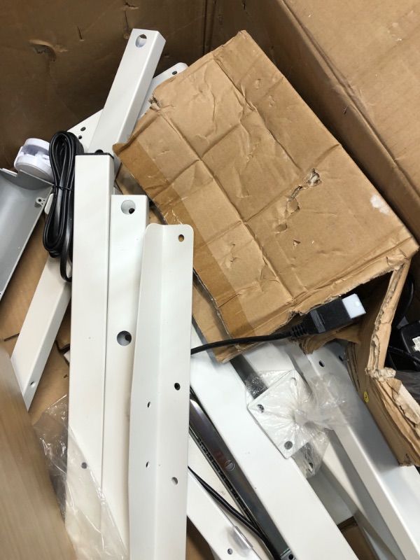 Photo 6 of -USED- LOOSE HARDARE- PARTS ONLY 
FEZIBO Dual Motor Height Adjustable Standing Desk Legs, Electric Desk Frame for 43 Inches to 59 Inches Desk Tops, Home Office Sit Stand Desk Base, White (Frame Only)
