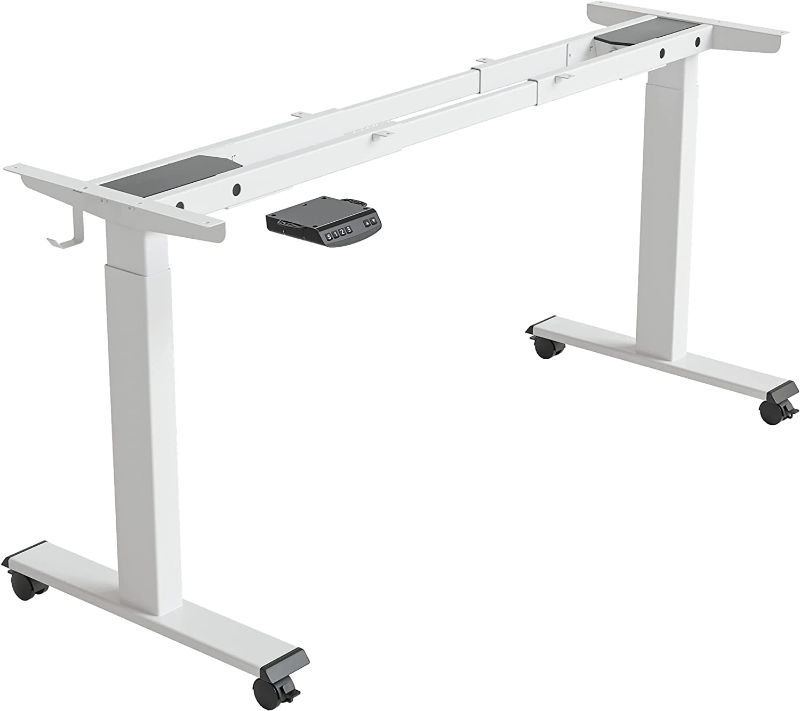 Photo 1 of ***PARTS ONLY*** Dual Motor Height Adjustable Standing Desk Legs, Electric Desk Frame for 43 Inches to 59 Inches Desk Tops, Home Office Sit Stand Desk Base, White (Frame Only)
