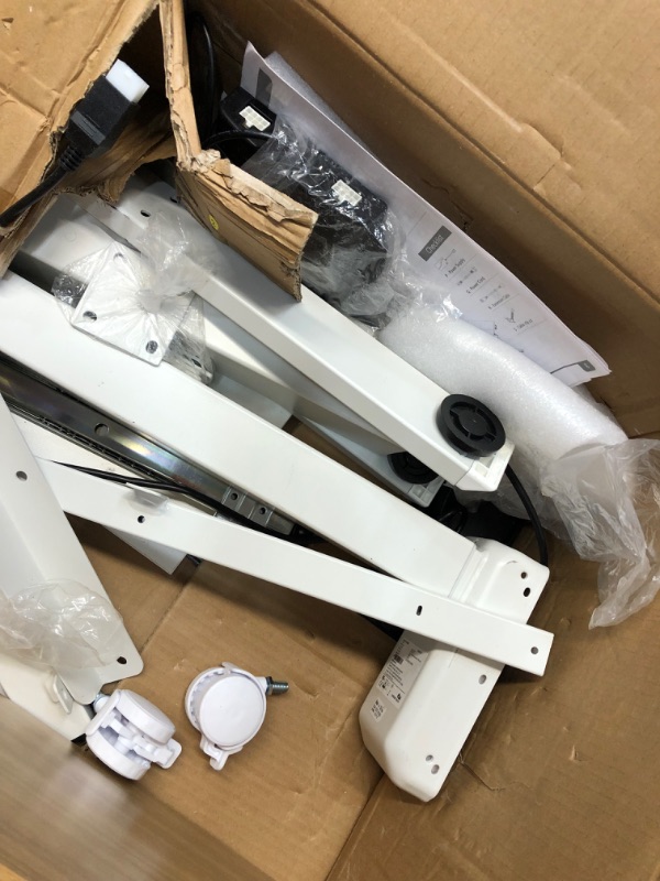 Photo 8 of -USED- LOOSE HARDARE- PARTS ONLY 
FEZIBO Dual Motor Height Adjustable Standing Desk Legs, Electric Desk Frame for 43 Inches to 59 Inches Desk Tops, Home Office Sit Stand Desk Base, White (Frame Only)
