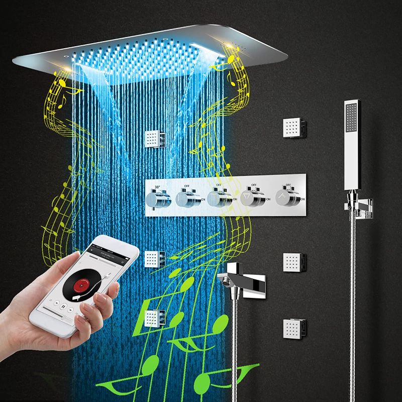 Photo 1 of -USED-
Luxury LED Shower System, Bluetooth Control Smart Music Thermostatic Rain Shower Set with Multi-Function Remote Control 580×380mm
