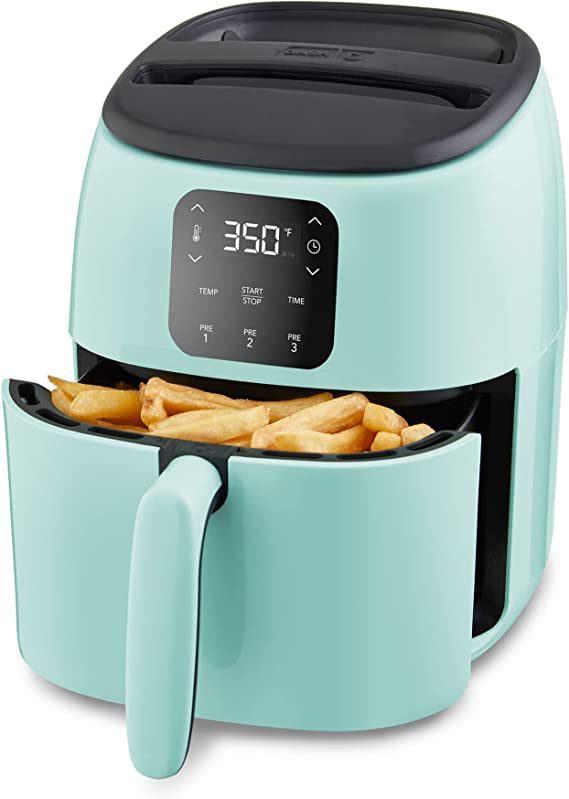 Photo 1 of DASH Tasti-Crisp™ Digital Air Fryer with AirCrisp® Technology, Custom Presets, Temperature Control, and Auto Shut Off Feature, 2.6 Quart - Aqua
