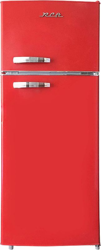 Photo 1 of **USED**
RCA RFR786-RED 2 Door Apartment Size Refrigerator with Freezer, 7.5 cu. ft, Retro Red
