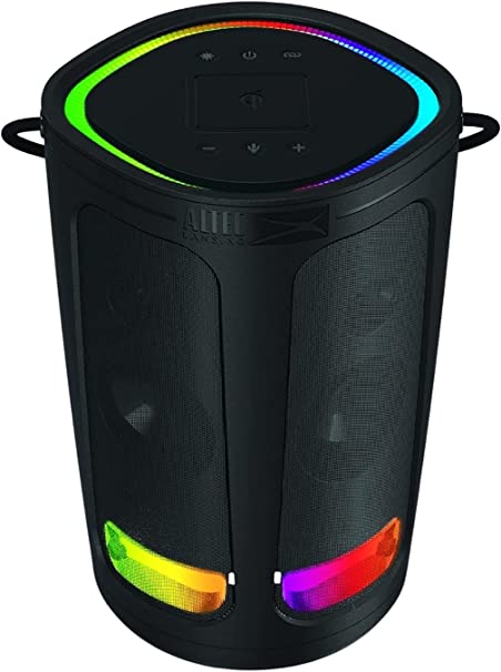 Photo 1 of Altec Lansing IMW899 Soundbucket XL | Rugged Portable Waterproof Snowproof Wireless Bluetooth Speaker, Built-in QI Wireless Charging, Illuminating LED Lights (Black)
