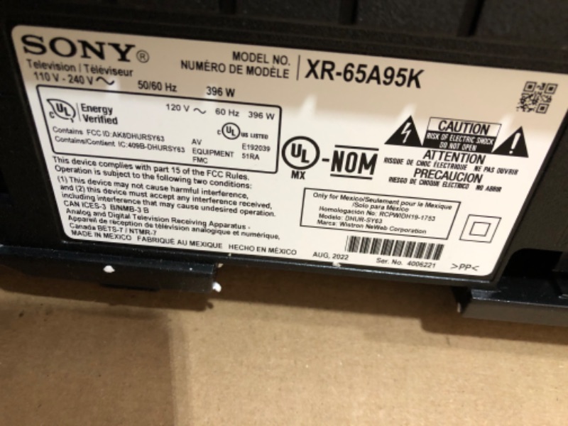 Photo 4 of SEE NOTES
Sony - 65" class BRAVIA XR A95K 4K HDR OLED Google TV