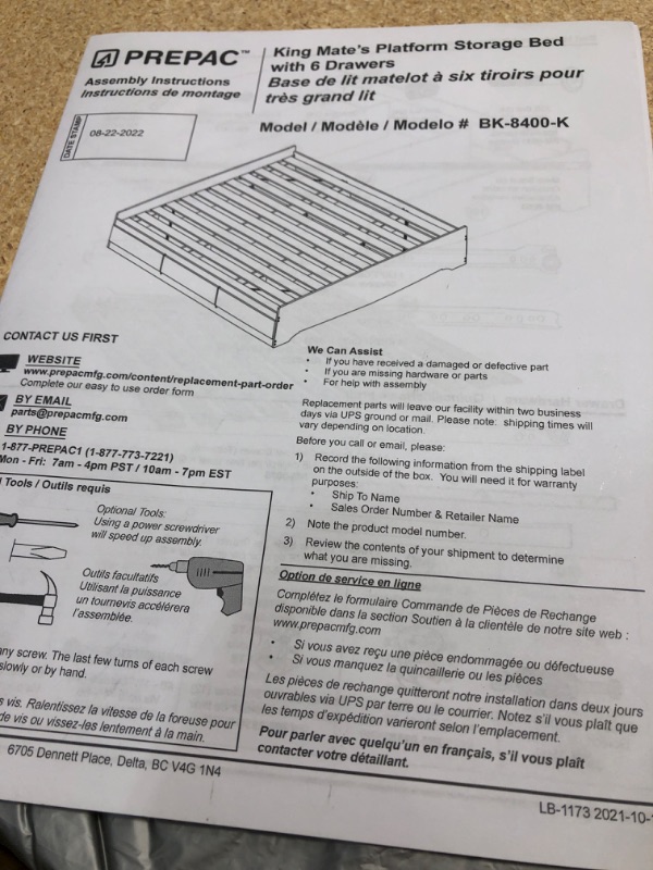 Photo 2 of **box 1 of 2* Prepac Mate's Platform Storage Bed with 6 Drawers, King, Black box 1 of 2