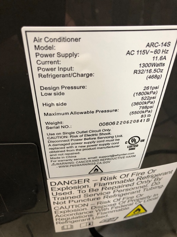 Photo 3 of Whynter ARC-14S 14,000 BTU (9,500 BTU SACC) Dual Hose Portable Air Conditioner