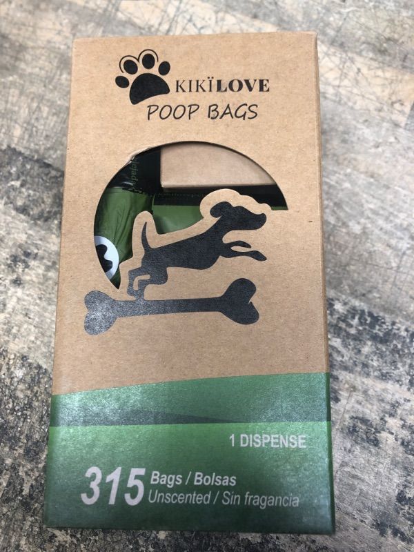 Photo 2 of KIKÏLOVE 100% Compostable Biodegradable Dog Poop Bags | Disposable, Certified Compostable, HDPE-Free | Cat, Doggie Recycled Pet Waste Bags | 21pcs Roll | Unscented with Additional Dispenser (315)