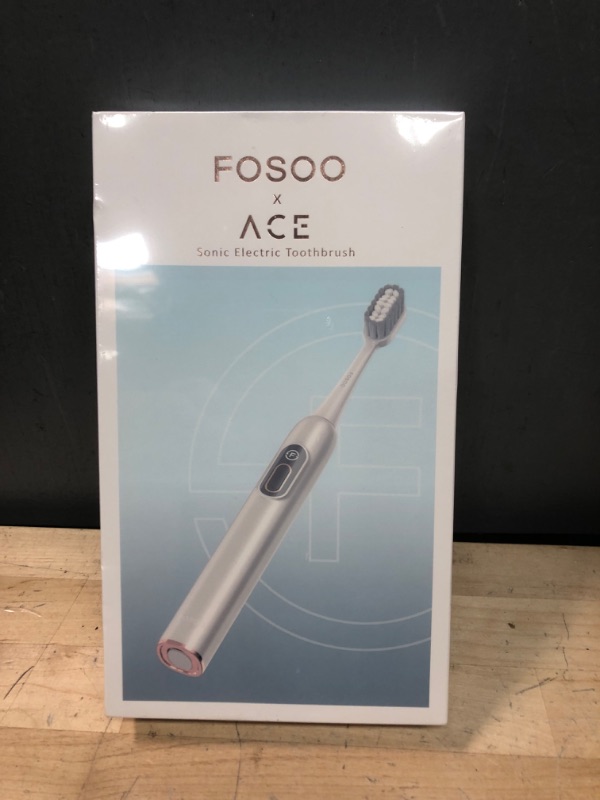 Photo 3 of FOSOO Sonic Electric Toothbrush for Adults, 48000 VPM High Power Rechargeable Toothbrush with 4 Premium Dupont Brush Heads, 3 Hours Fast Charge for 180 Days, Zinc Alloy Handle, 2 Min Timer(Silver)