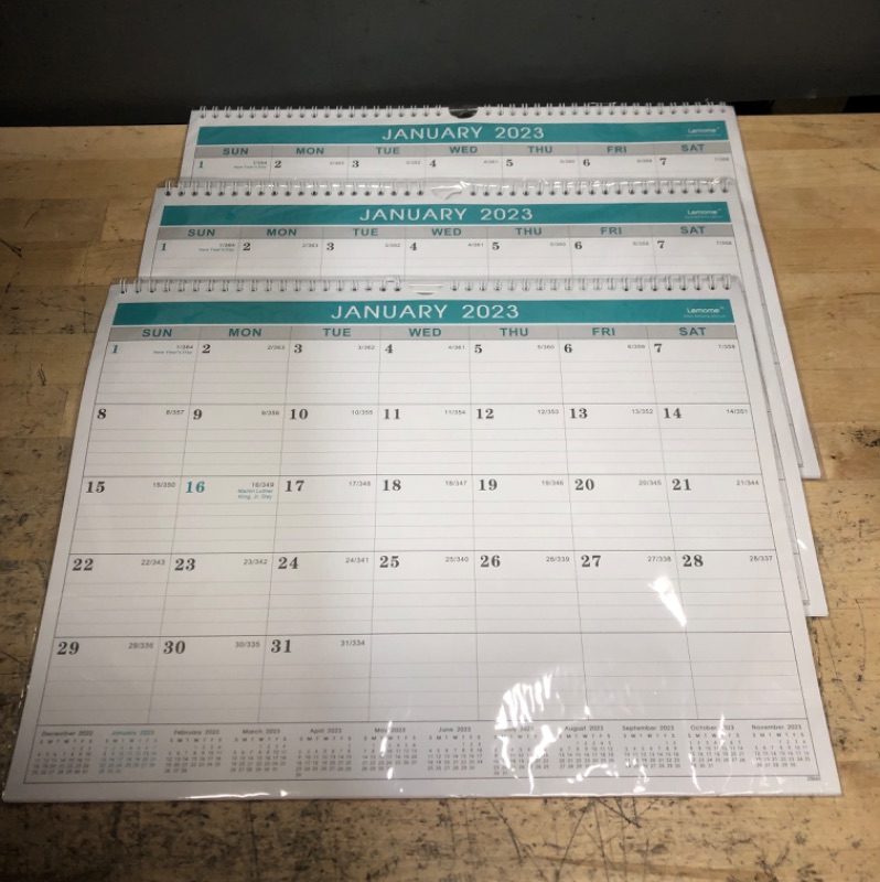 Photo 2 of 3 SETS - Calendar 2023 - 12 Monthly Wall Calendar 2023 from January 2023 to December 2023, 2023 Calendar with Julian Date, 14.75 x 11.5 Inches, Thick Paper for Organizing