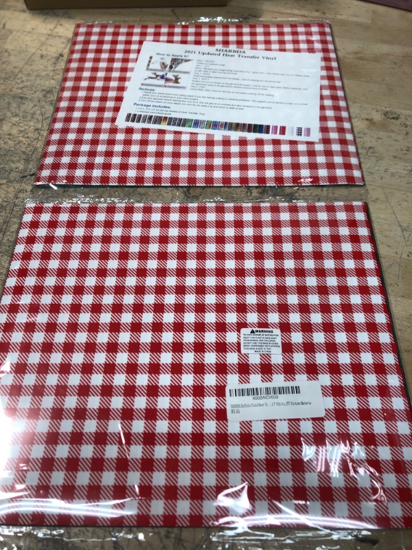 Photo 2 of 2 SETS - SHARBDA Buffalo Plaid Heat Transfer Vinyl Bundle,Buffalo Plaid Iron-on Vinyl,11 pcs/Set 11.8" x 9.8" PU HTV for T-Shirt,Iron-on Vinyl Sheets for T-Shirts,HTV Pattern Materia