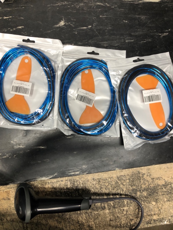 Photo 1 of Bundle of 3 Oriesgo Car Interior Moulding Trim Plating Color Film Automotive Interior Trim Molding Trim Strip Line Door Gap Edge Molding Trim (Blue)