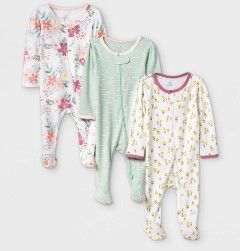 Photo 1 of Baby Boys' 3pk Dino Bodysuit - Green/White/Gray 12M
Baby Girls' 3pk Meadow Zip-up Sleep N' Play  White/Mint/Yellow 6-9 M

