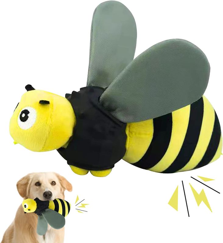 Photo 1 of BEILILAN Dog Chew Toys for Aggressive Chewers ,Large Dog Toys and Natural Rubber Milk-Flavored Toyswith Squeaker Teeth Cleaning Extremely Durable(Bee), 6.57*4.33*5.53