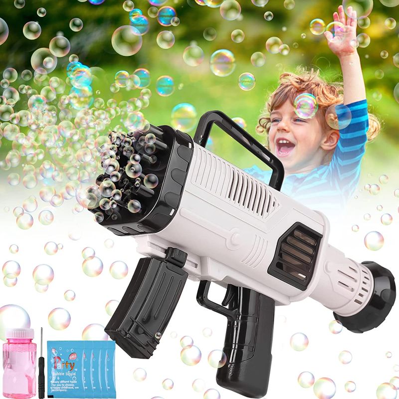 Photo 1 of Bazooka Bubble Gun Rocket Bubble Boom Maker Machine with 24 Holes 2022 Outdoor Electric Kids Summer Toys Gift for Age 3 4 5 6 +, Birthday Party Wedding Bubble Blaster 
**Stock picture is only for the reference 
