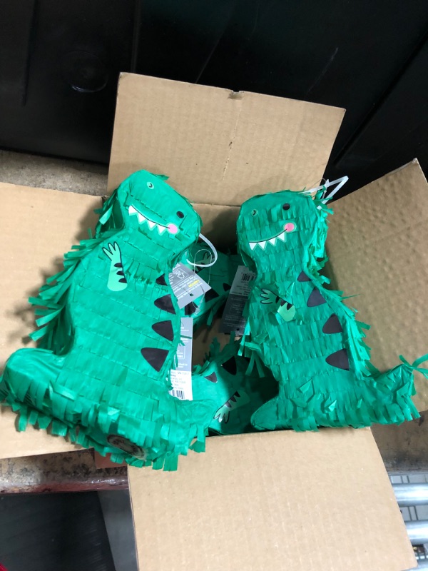 Photo 2 of Bundle of 4 Mini Dinosaur Piñata Green