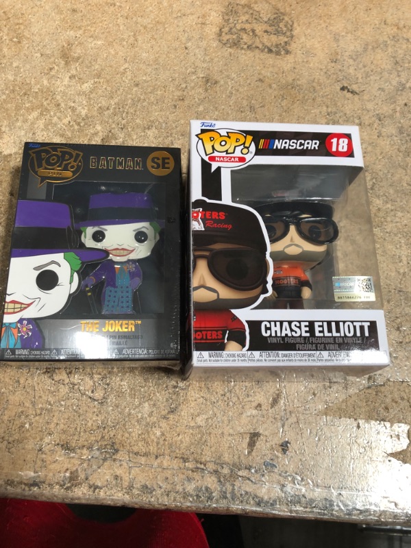 Photo 1 of Bundle of 2 
Funko Pin! SE The Joker, Funko POP NASCAR: Chase Elliott