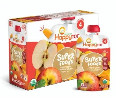 Photo 1 of (8 Pouches) Happy Tot Super Foods Pouches Organic Apples & Butternut Squash + Super Chia, 4.22 oz
Best Use By 03/2023