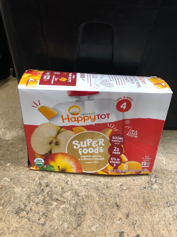 Photo 2 of (8 Pouches) Happy Tot Super Foods Pouches Organic Apples & Butternut Squash + Super Chia, 4.22 oz
Best Use By 03/2023