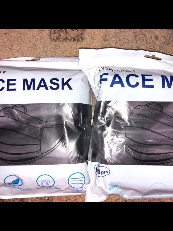 Photo 2 of 100Pcs Disposable Face Masks, Black Face Mask, 3 Ply Disposable Mask