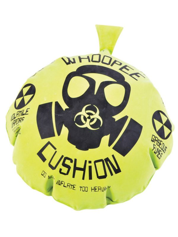 Photo 1 of 17" Giant Gas Mask Biohazard Green Yellow Rubber Whoopie Woopee Cushion Joke Toy 2 pack 
