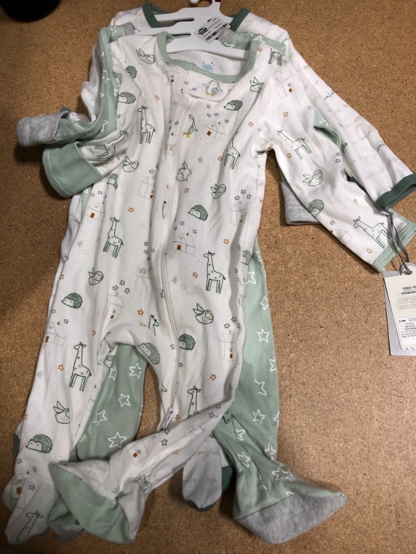 Photo 2 of Baby 3pk 'Hello Happy' Zip-up Sleep N' Play - Cloud Island™ Dark Green 3-6m 
