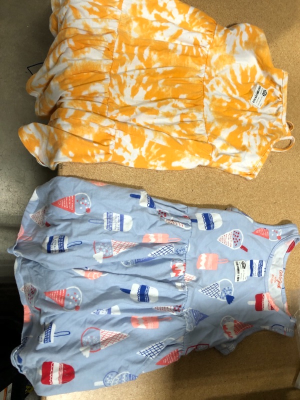 Photo 1 of 2 Pack Cat and Jack Girls Sundress'; Orange and White with Blue Ice Cream Patterns  M 