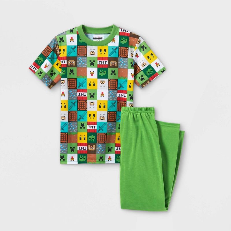 Photo 1 of Boy' Minecraft 2pc Hort Leeve Top and Pant Pajama Et - S
