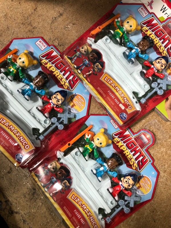 Photo 1 of BUNDLE OF (3 ITEMS) Mighty Express Mini Figures 3pk with Train Track Piece