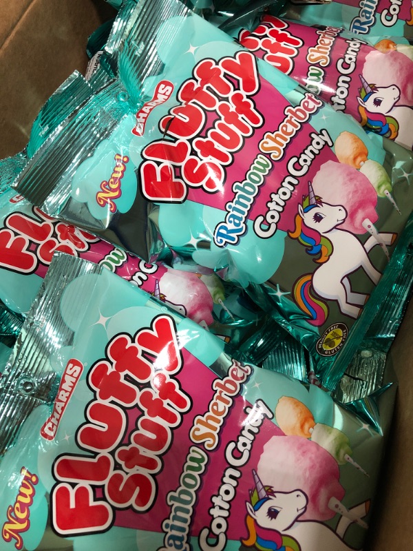 Photo 2 of 24 BAGS OF Charms 2.1 oz Fluffy Stuff Rainbow Sherbet Cotton Candy