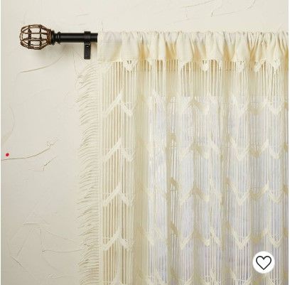 Photo 1 of 1pc 50"x84" Sheer Zig Zag Macrame Curtain Panel Cream - Opalhouse™ designed with Jungalow™

